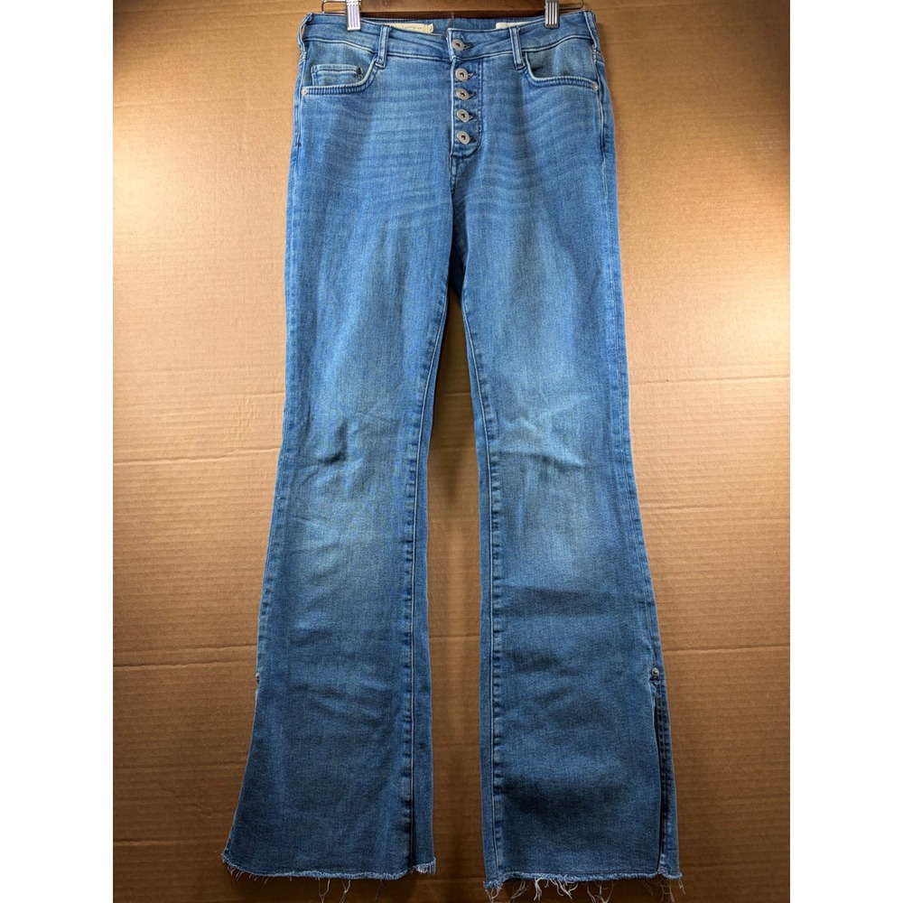 Pilcro and the Letterpress Jeans Womens 27 Blue High Rise Bootcut Button Fly Den